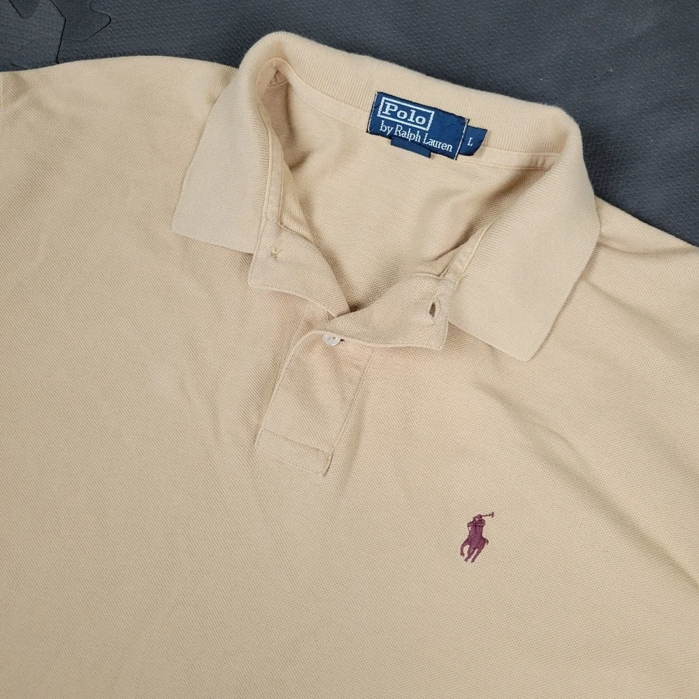 Ralph Lauren Polo Tan Short Sleeve Shirt Pony Logo Men's Large